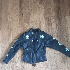 Ladies Leather Motorcycle Riding Jacket sz 8